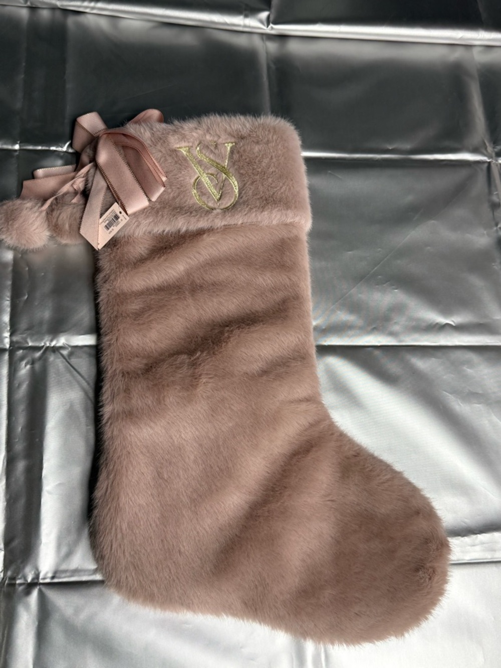 Victoria's Secret Plush Stocking in Dusty Mauve